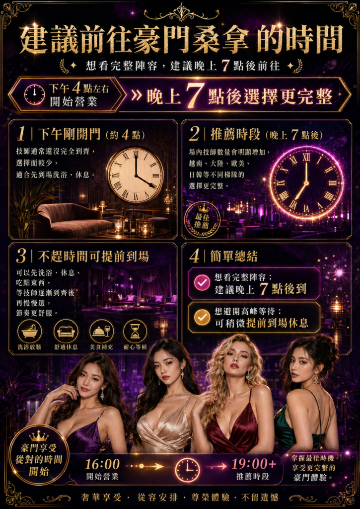 前往豪門桑拿的時間